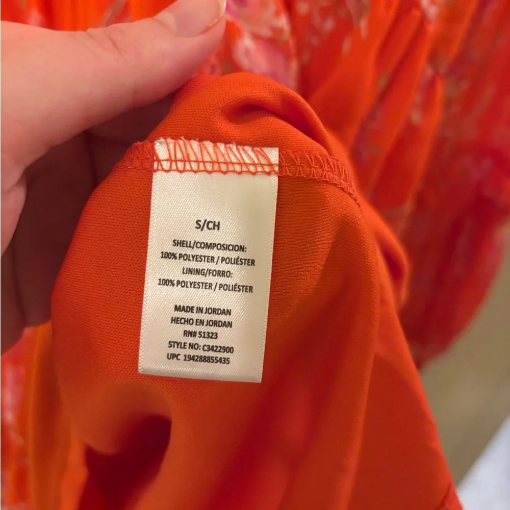 Vince Camuto Floral Tiered V‑Neck Women's Dress in Orange - Summer, Spring - Picture 5 of 6